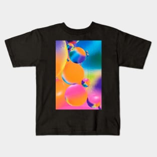 Colorful close up of oil drops in water Kids T-Shirt